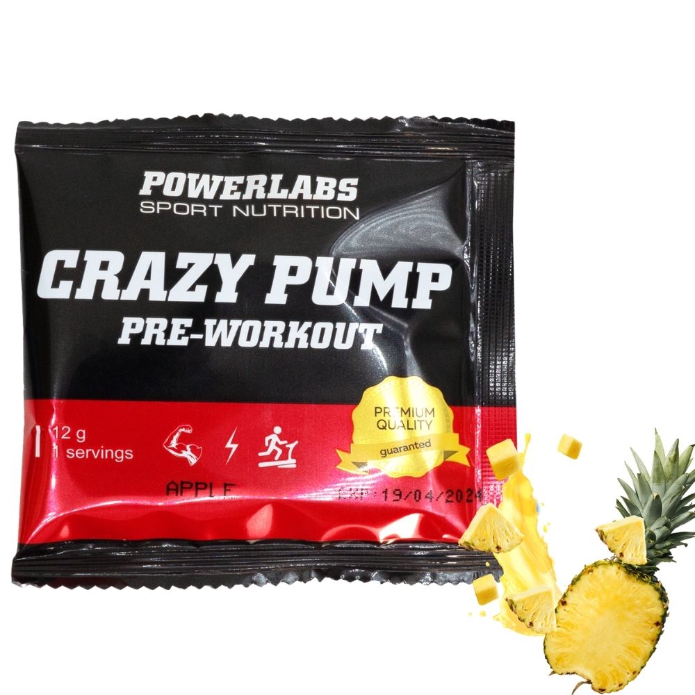 Предтренировочный комплекс PowerLabs Crazy Pump Предтренировочный комплекс 12 g Ананас