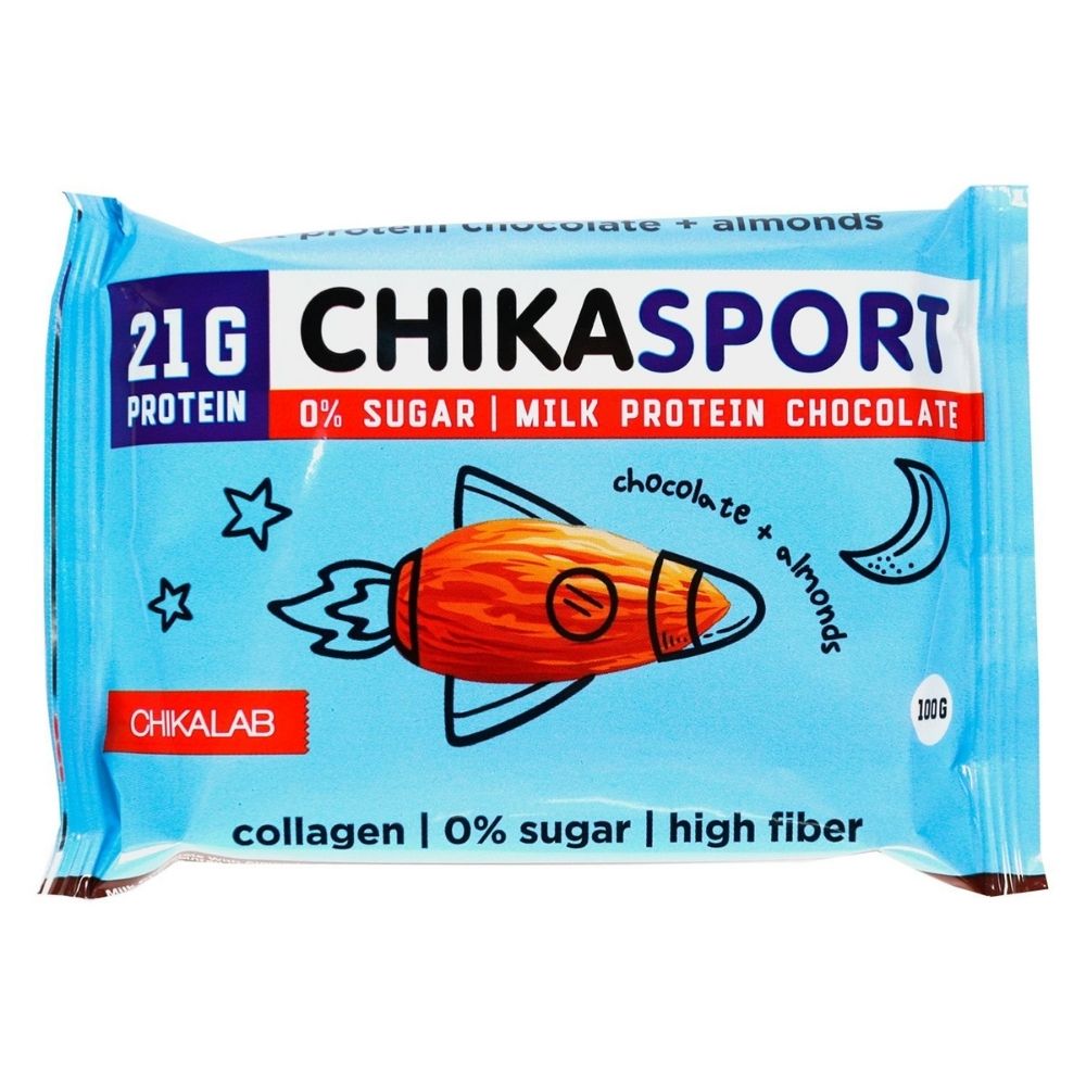 Диетическое питание Chikalab Chikabar 100 g Шоколад молочный с миндалем